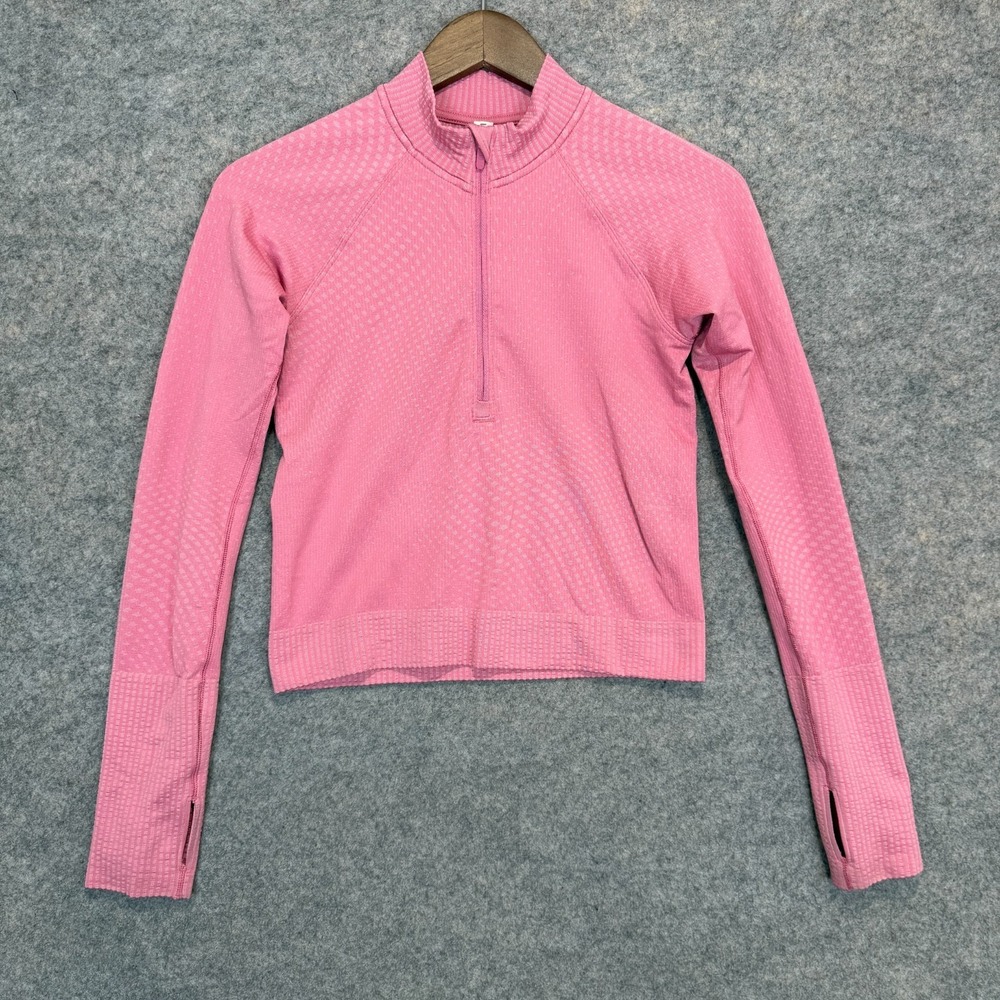 Lululemon Rest Less Cropped Half Zip Pullover Womens 4 Pink Slim Gym Train Run